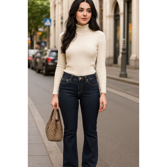 Boston Jean Woman 27 Company Rhinestone Low-rise Skinny Stretch Denim Boot Cut - Picture 1 of 14